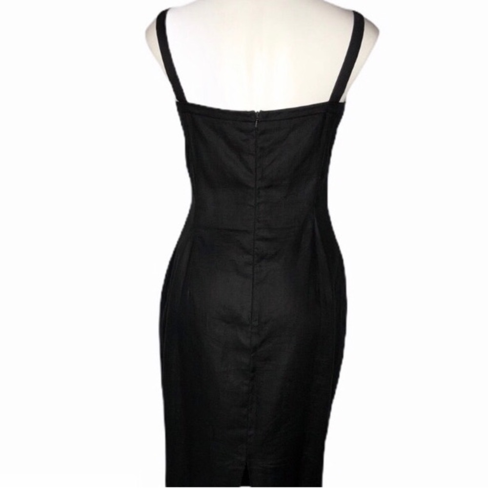 Vintage Pia Rucci sleeveless black linen dress size 14 runs small. - Picture 3 of 9